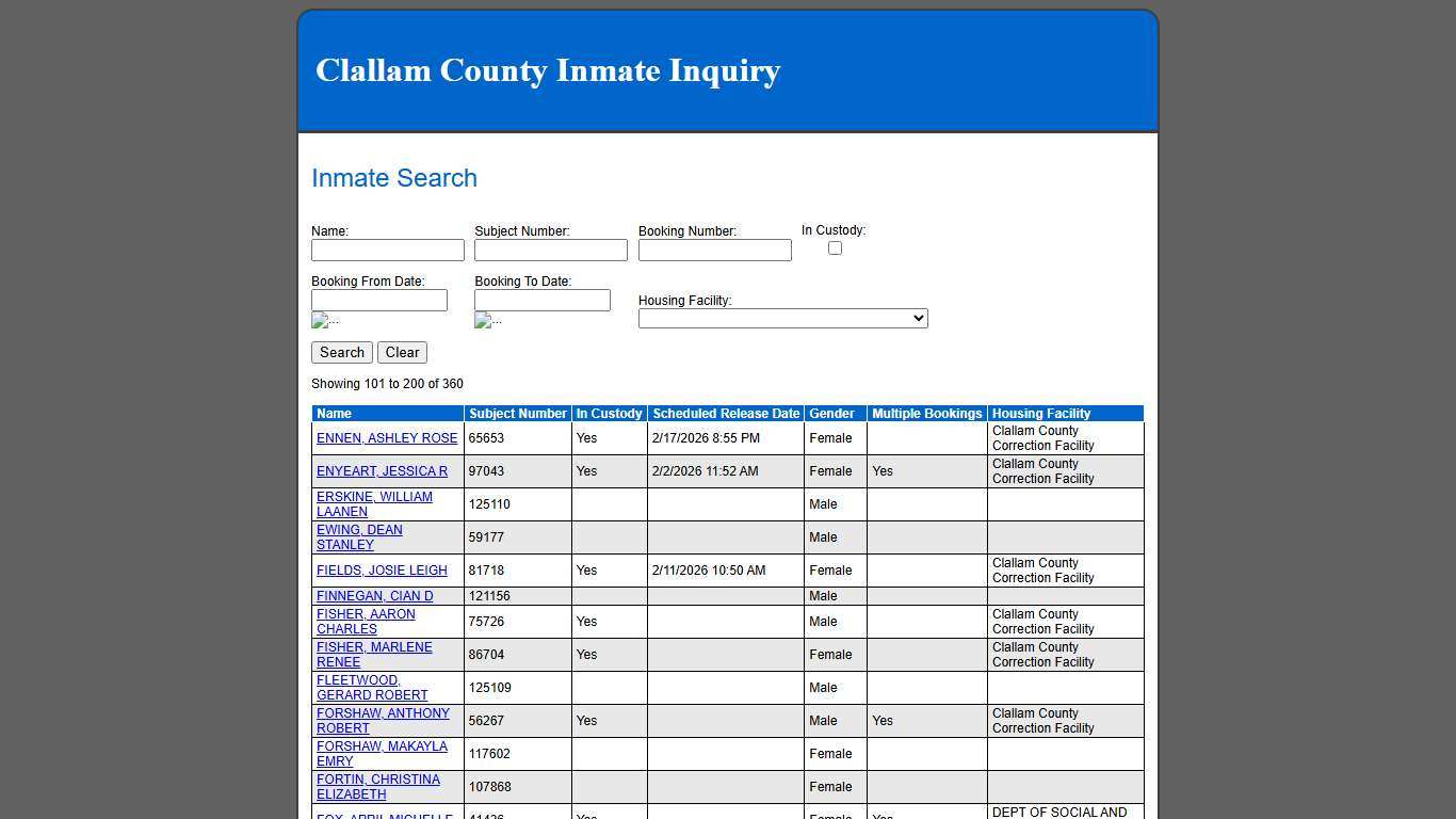 Inmate Search